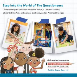 Kids explore STEM at McWane Science Center’s The Questioneers exhibit with hands-on art, engineering, and science play.