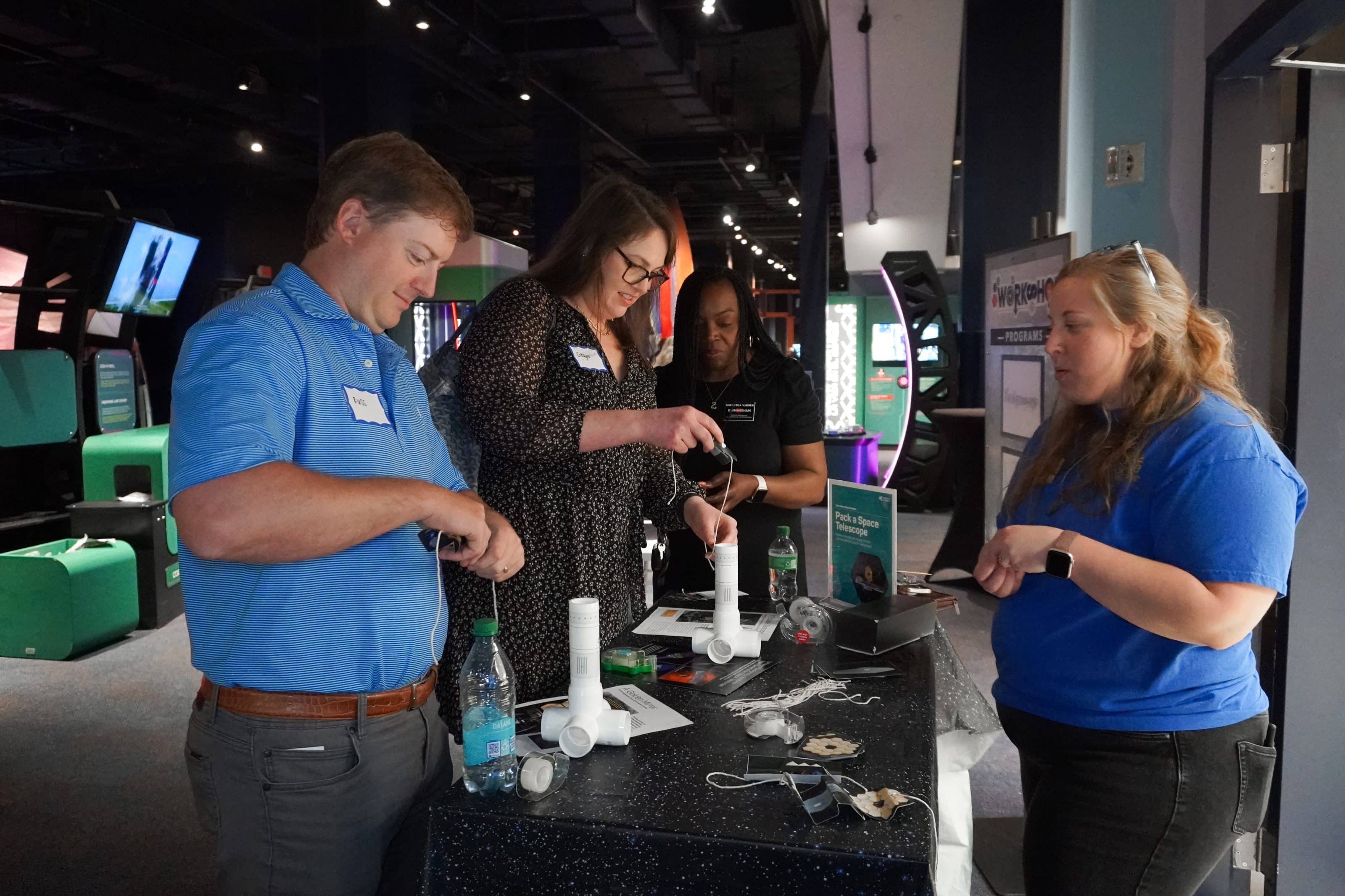 Adults doing science after dark